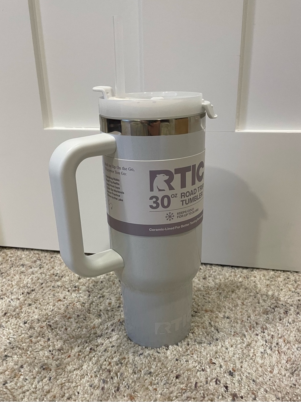 30 oz white glitter tumbler